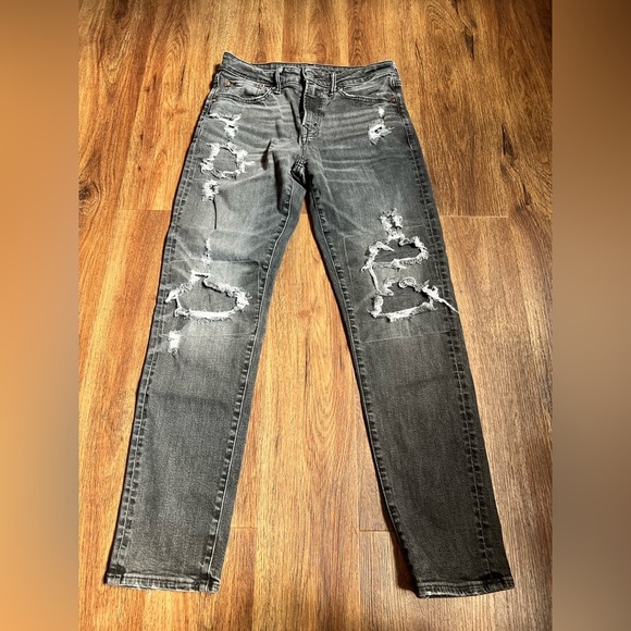 American Eagle Outfitters Distressed Black Skinny Jeans men’s size 29x 32 - Picture 1 of 6